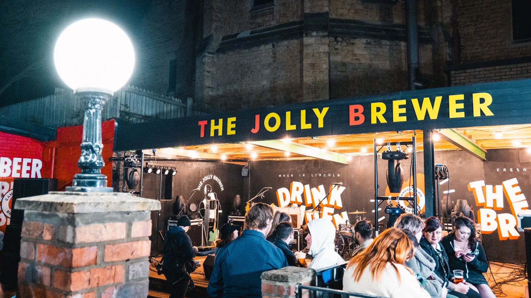 Outdoor stage at The Jolly Brewer
